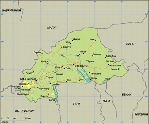 Карта Буркины 