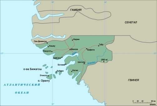 Карта Гвинеи-Бисау 