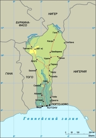 Карта Бенина 