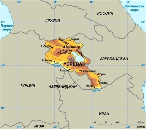 Карта Армении 