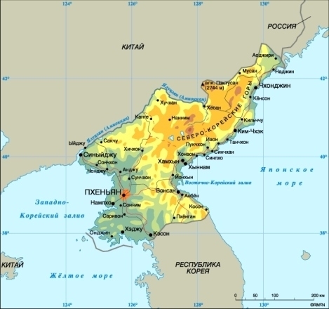Карта Кореи Северной 