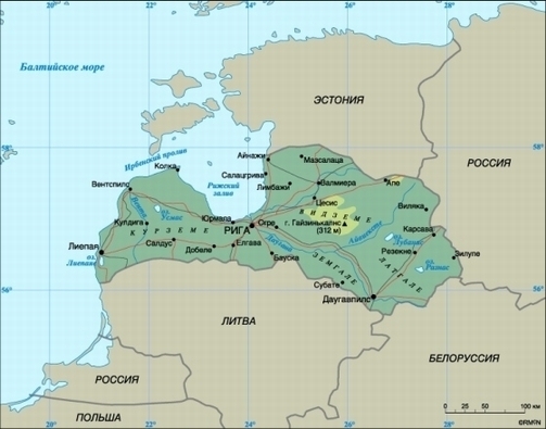 Карта Латвии 