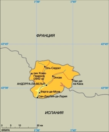Карта Андорры 