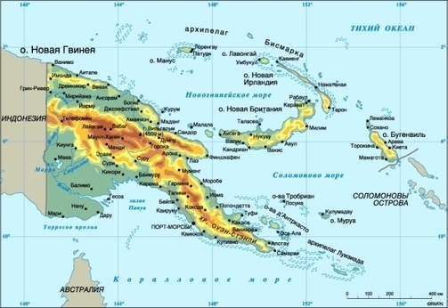 Карта Папуа - Новой Гвинеи 