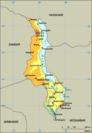 Карта Малави 