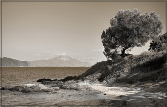 Фотография Греции. видъ не гору Афонъ с острова Амулиани 