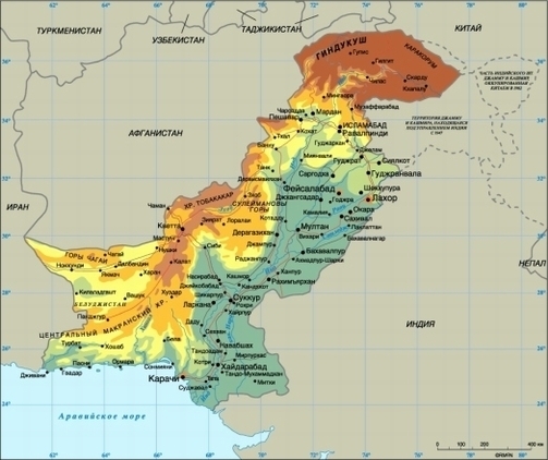 Карта Пакистана 