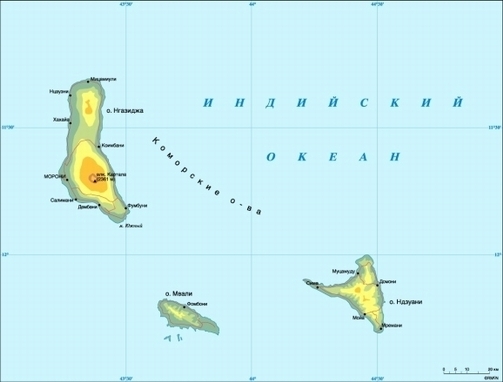 Карта Коморских островов 