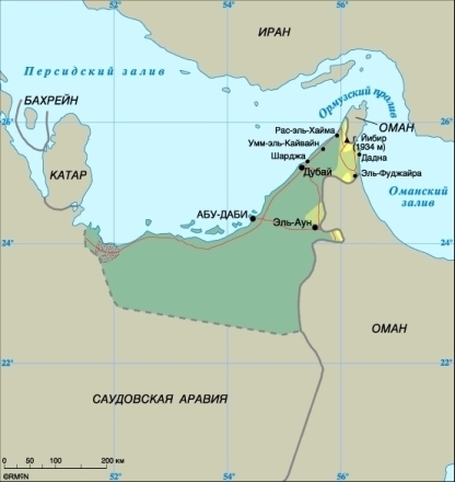 Карта Объединеных Арабских Эмиратов 