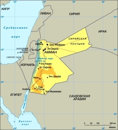 Карта Иордании 