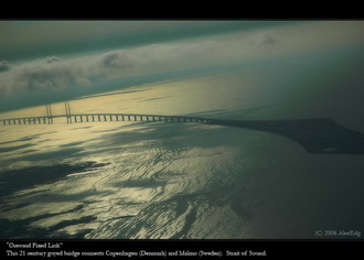 Фотография Дании. мост-тоннель через пролив Эресунн, соединяющий Швецию с Данией 
