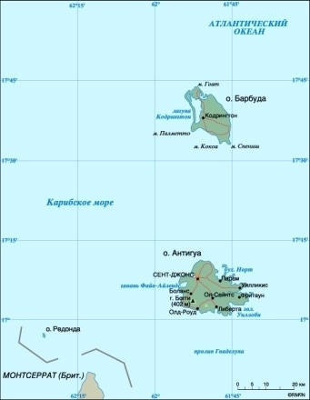 Карта Антигуа и Барбуды 