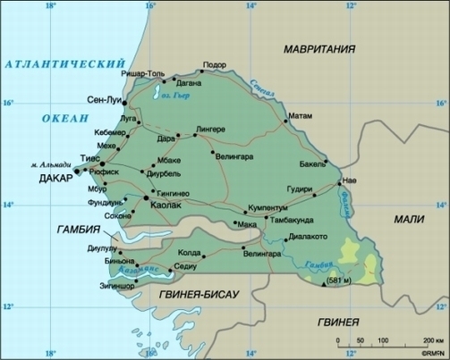 Карта Сенегала 