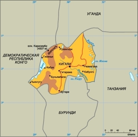 Карта Руанды 