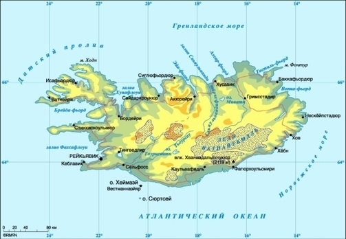 Карта Исландии 